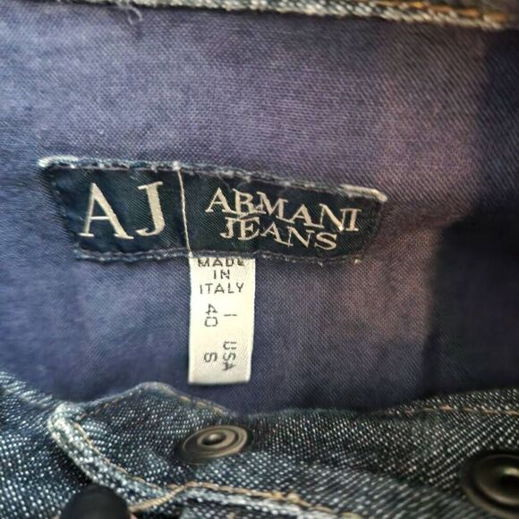 Armani Jeans Denim Jacket Womens 6 Fringe Western Barn Dark Wash - Picture 4 of 6